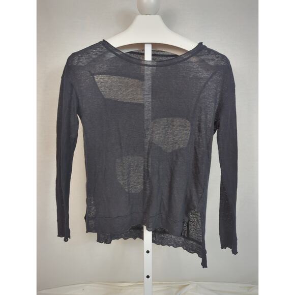 CHASER Linen Cutout Back Long Sleeve Black Top Small - Picture 1 of 9